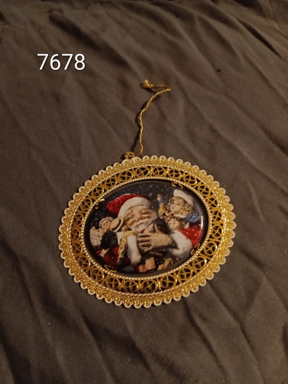 Gold Santa Holiday Hanging Ornament